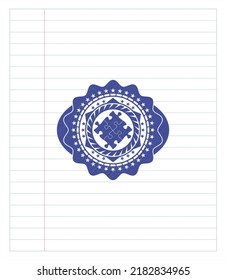 solution icon pen effect. Blue ink. Vector Illustration. Detailed. 