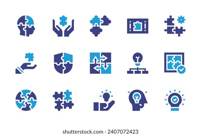 Solution icon set. Duotone color. Vector illustration. Containing puzzle, idea, solution, integrated.