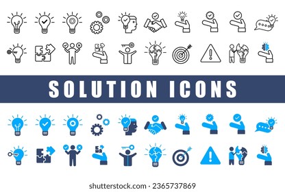 Solution icon set. Vector icon