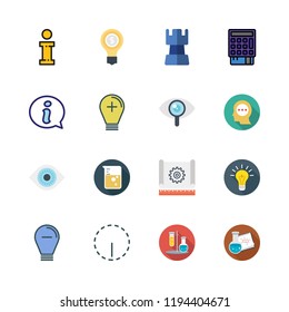solution icon set. vector set about information, flasks, point of service and light bulb icons set.