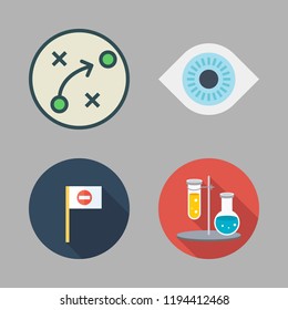 solution icon set. vector set about visibility, flasks, strategy and wrong way icons set.