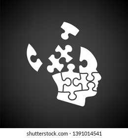 Icono de solución. Blanco sobre fondo negro. Ilustración vectorial.