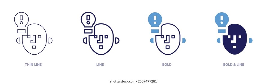 Solution idea icon in 4 different styles. Thin Line, Line, Bold, and Bold Line. Duotone style. Editable stroke.