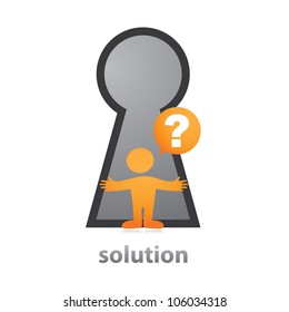 Solution. Illustration - a symbol of the decision. The person in front of the keyhole.