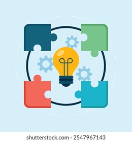 Vetor de ilustração de solução. ícone de solução de problemas.