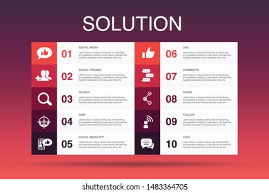 Solution Infographic 10 option template.strategy, plan, execution, timetable simple icons Solution Infographic 10 option template.strategy, plan, execution, timetable simple icons