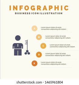 Solution, Key, Lock, Man, Person, Provider, Security Solid Icon Infographics 5 Steps Presentation Background. Vector Icon Template background