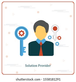 Solution, Key, Lock, Man, Person, Provider, Security turquoise highlight circle point Vector icon. 