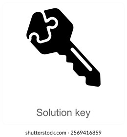 Solution Key and solve icon concept