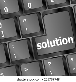 Solution - keyboard 3d render illustration with word on blue key vector