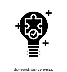 solution light bulb glyph icon vector. solution light bulb sign. isolated contour symbol black illustration