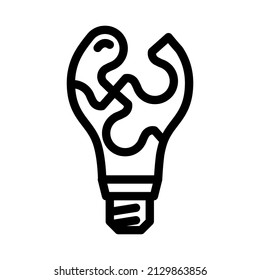 vector de icono de la línea de la bombilla de la solución. signo de la lámpara de la luz de la solución. símbolo de contorno aislado ilustración negra