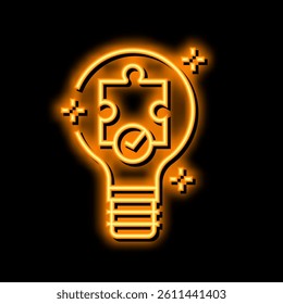 solution light bulb neon light sign vector. solution light bulb illustration