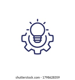 solution line icon with light bulb and gear