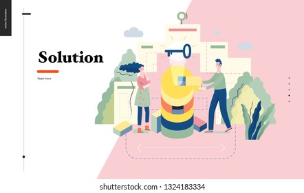 Solution - modern flat vector concept digital illustration Problem Solution metaphor, abstract. Business workflow management. Creative landing web page design template