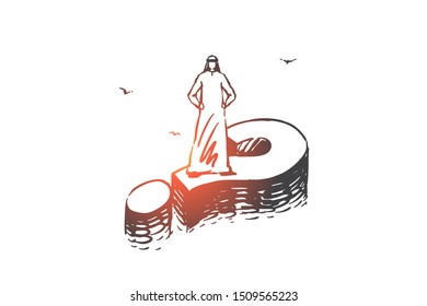 Solution, problem decision concept sketch. Hand drawn isolated vector