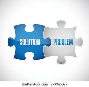 solution and problem puzzle pieces sign illustration design over white