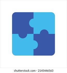 Solution puzzle icon vector graphic illustration in blue