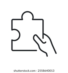 Solution puzzle thin line icons.  Perfect pixel on transparent background