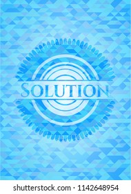Solution realistic sky blue mosaic emblem
