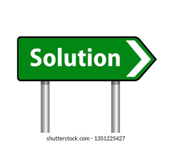 solution road sign, green color arrow