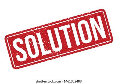 Solution Rubber Stamp. Solution Rubber Grunge Stamp Seal Vector Illustration - Vector