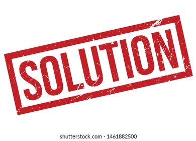 Solution Rubber Stamp. Solution Rubber Grunge Stamp Seal Vector Illustration - Vector
