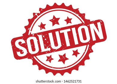 Solution Rubber Stamp. Solution Rubber Grunge Stamp Seal Vector Illustration - Vector