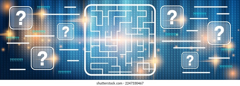 Solution search, labyrinth vector concept illustration. Web banner, header design template