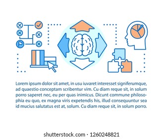 Solution searching concept linear illustration. Skills improvement. Personal growth. Article, brochure, magazine page layout. Problem solving. Text box. Print design. Vector isolated outline drawing