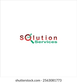 Solution Services logo with red and green magnifying glass icon