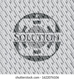 Solution silver color emblem or badge. Scales pattern. Vector Illustration. Detailed.