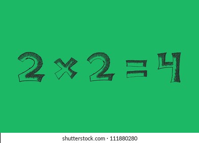 Solution is simple math problem on the blackboard. Hand drawn numbers