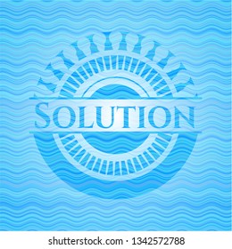 Solution sky blue water wave emblem.