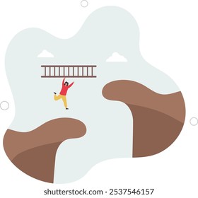 Solution to solve problem, motivation for business growth, improvement or brave to overcome difficulty or obstacle concept.flat characters.