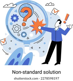 Solution solving problem, answer to hard question or creativity idea and innovation help business success, leadership to overcome difficulty, businessman connect question mark with great decision