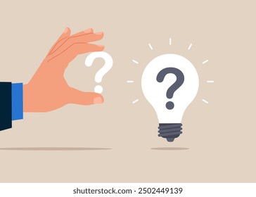 Solution solving problem, answer to hard question or innovation help business success. Vector illustration