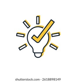 Solution solving problem, answer to hard question or creativity idea and innovation . Vector linear illustration icon isolated on white background.