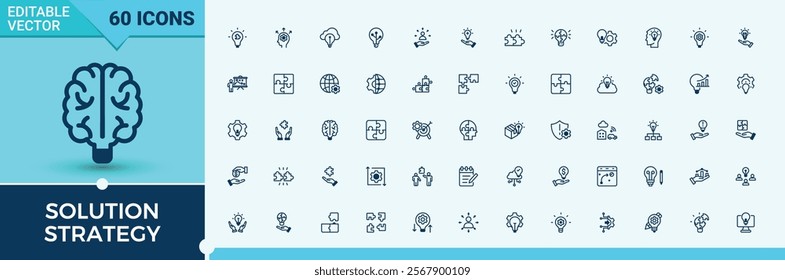 Solution Strategy Sleep time icon set. It contains symbols to network, service, plan, target, business, marketing, technology and more. Flat UI icon design. Vector illustration in modern line style.