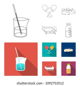 Solution, tablet, acupuncture, hospital gurney.Medicine set collection icons in outline,flat style vector symbol stock illustration web.