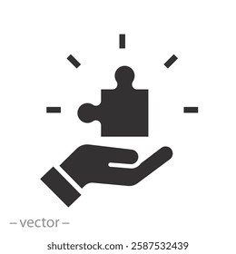 solution task, puzzle icon, creative idea concept, flat vector illustration
