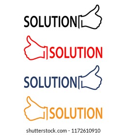 Solution with thumb. Flat vector illustration on white background.