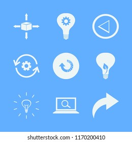 solution vector icons set. with bulb, bulb leaf, left arrow and right arrow in set