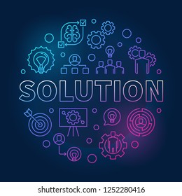 Solution vector round linear colored illustration on dark background
