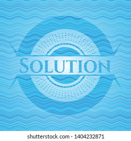 Solution water wave representation style badge. Vector Illustration. Detailed.