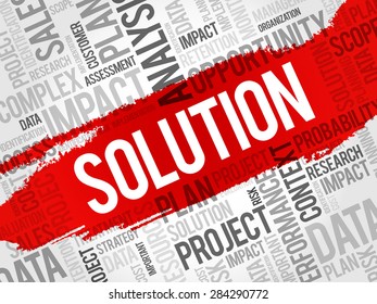 SOLUTION word cloud, business concept