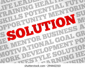 Solution word cloud, business concept