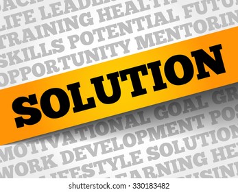 Solution word cloud, business concept