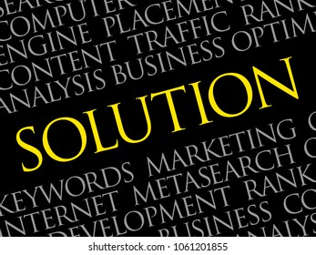 Solution word cloud collage, business concept background