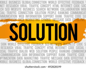 Solution word cloud collage, business concept background